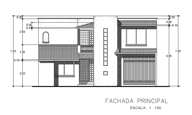 The front elevation view of the 12x13m architecture 3bhk house building