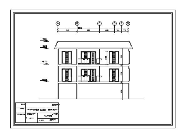 The front elevation view of the 12x7m house building