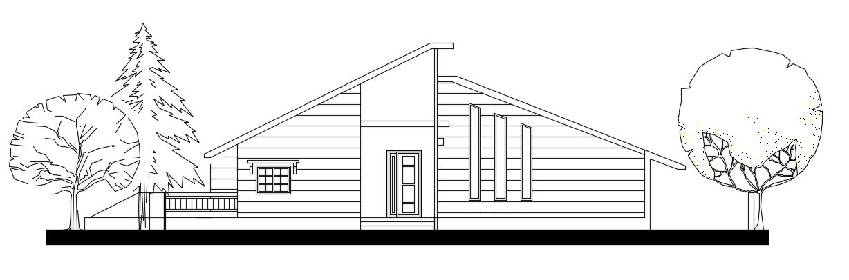 14x10m Simple House building Front Elevation view in 2D AutoCAD Format