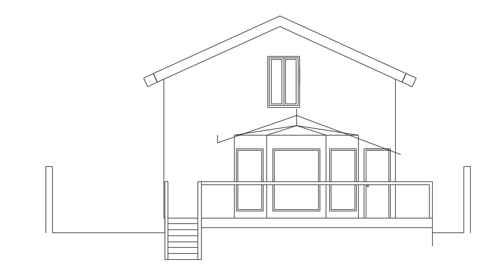 The front elevation view of the 14x8m house building with extend level