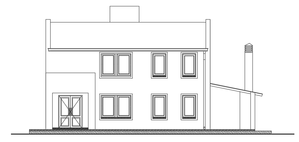 The front elevation view of the 15x14m house building drawing