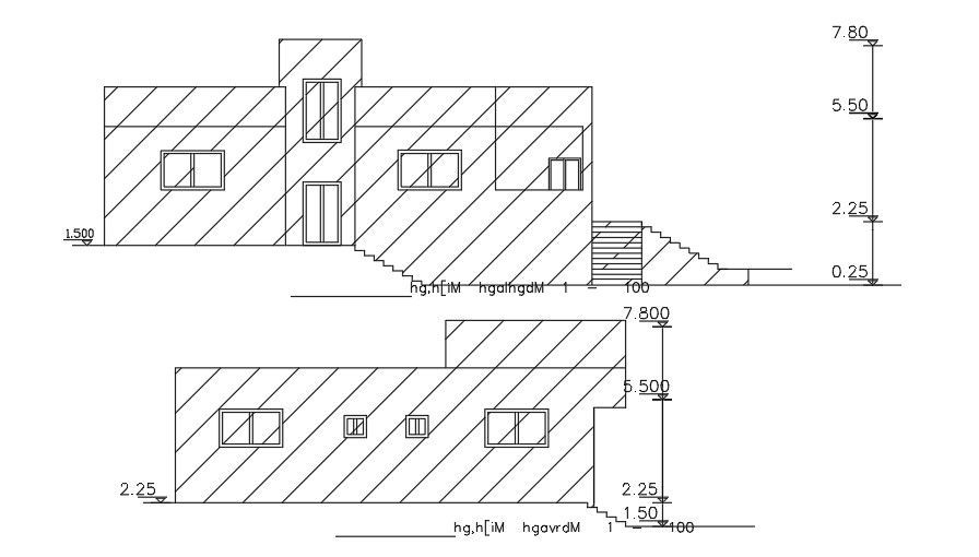The front elevation view of the 15x15m home building download now