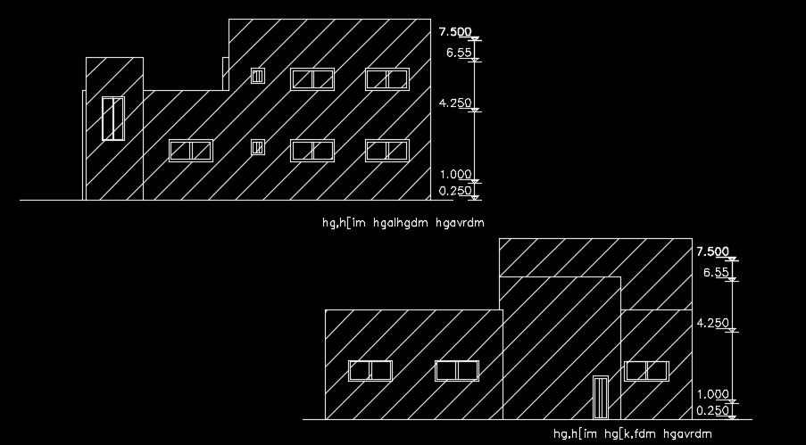 The front elevation view of the 16x17m house building