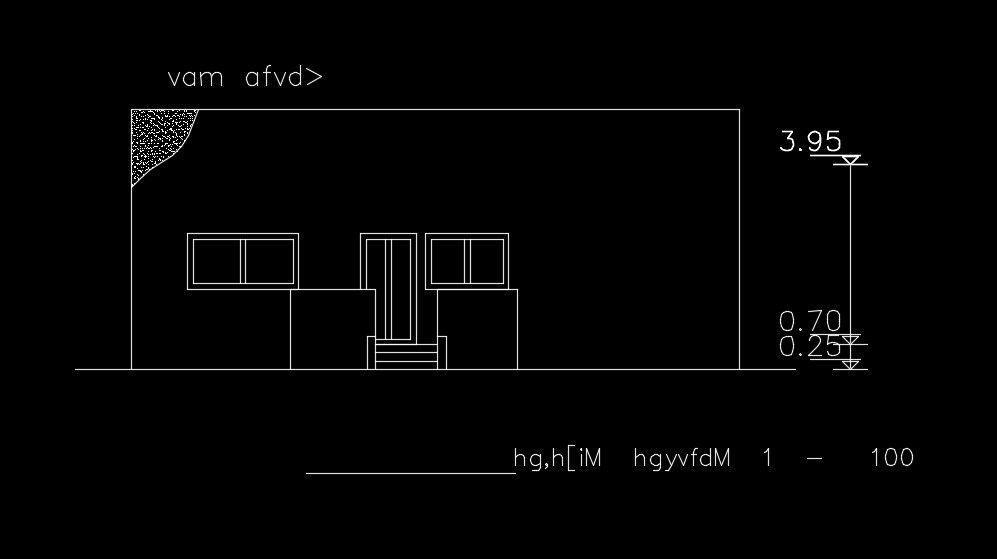 The front elevation view of the 17x10m house building drawing