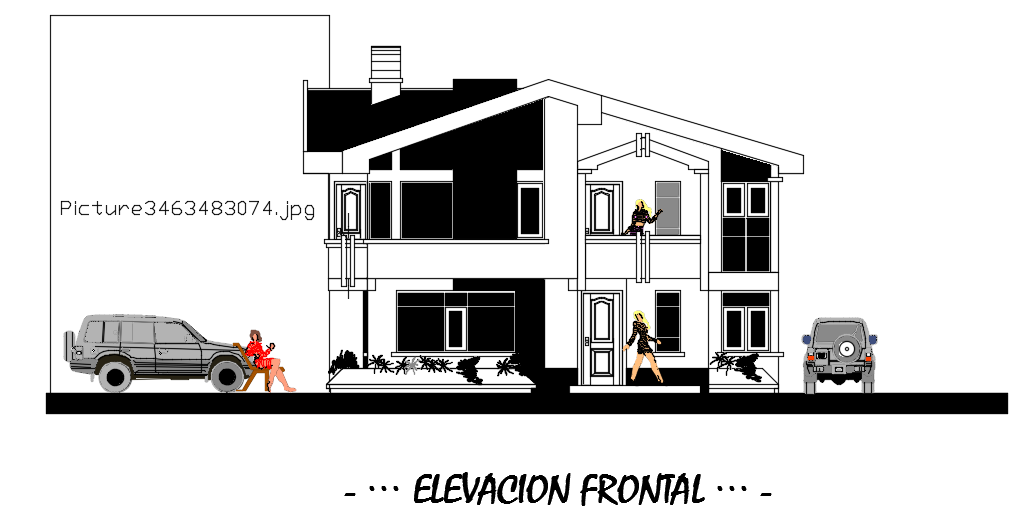 The front elevation view of the 18x16m architecture house building