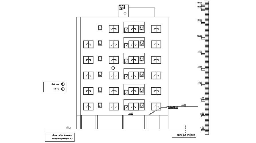 The front elevation view of the 18x16m house building