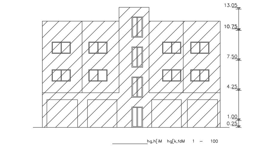 The front elevation view of the 19x18meter house building download now
