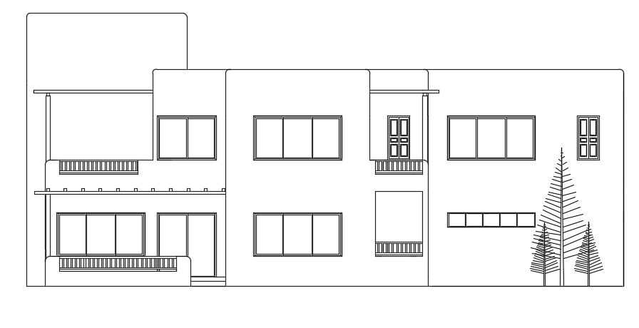 The front elevation view of the 20X12m villa building is given in this file
