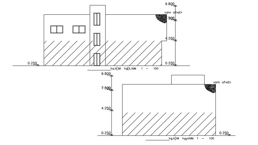 The front elevation view of the 20x15m house building