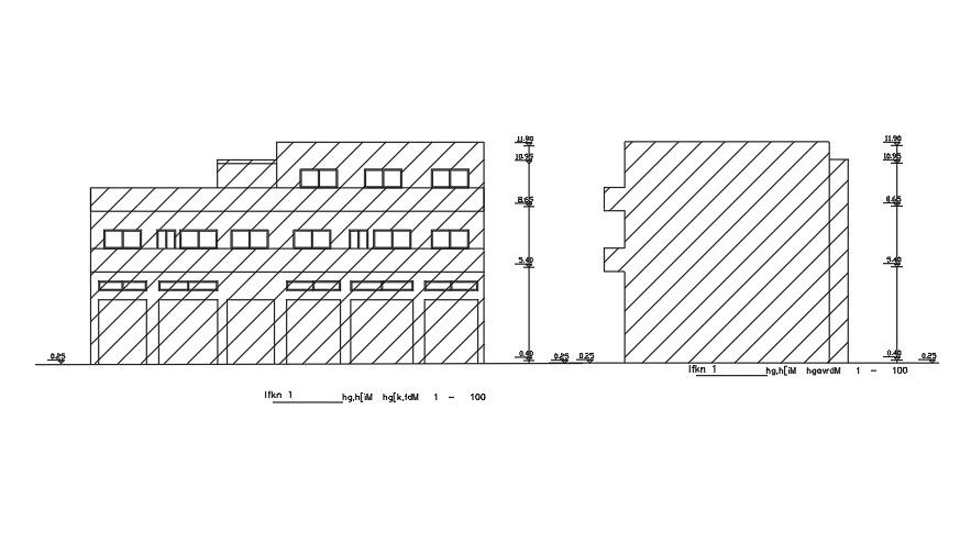 The front elevation view of the 24x12m house building