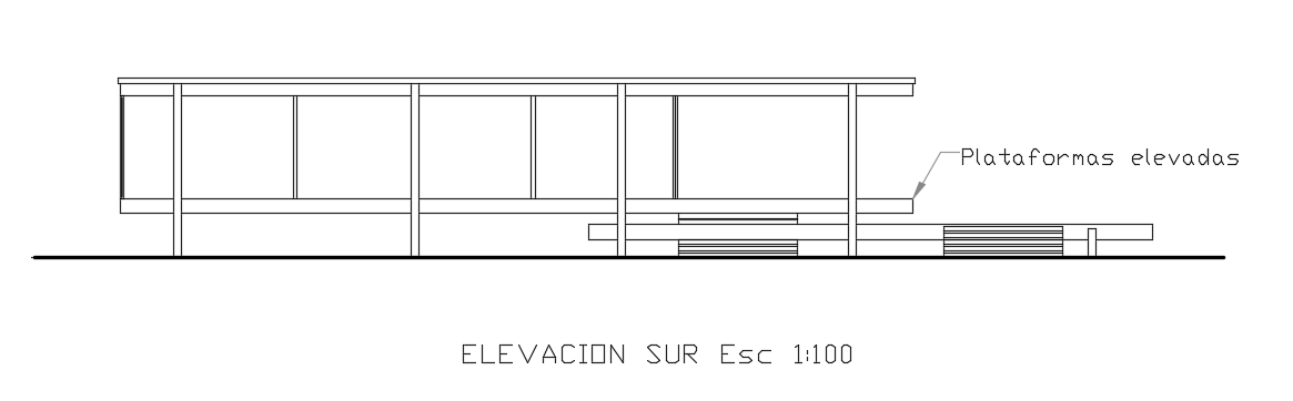 The front elevation view of the 24x15m house building AutoCAD drawing