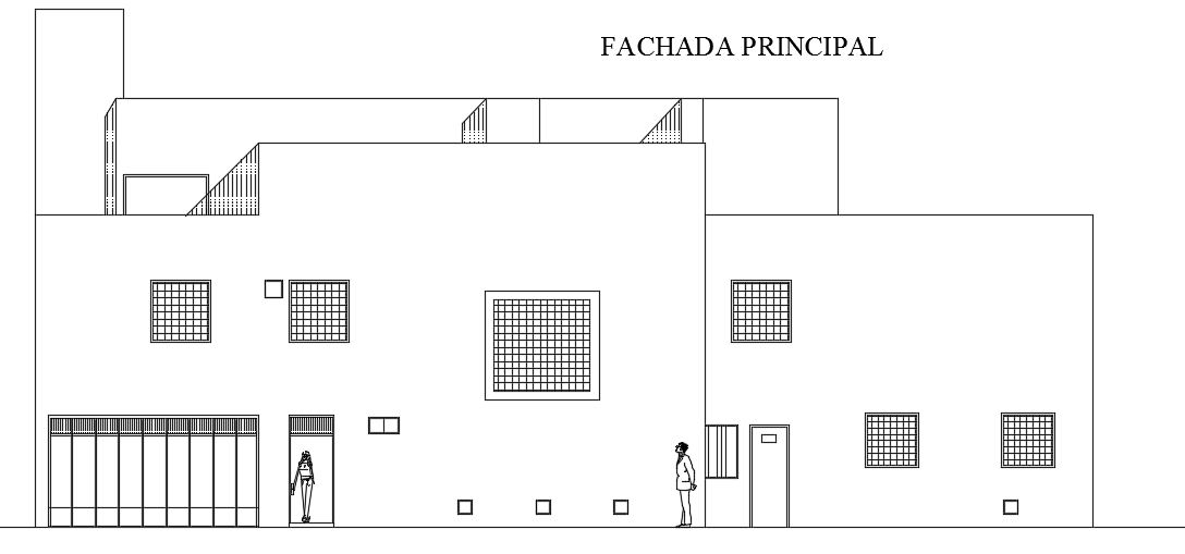 The front elevation view of the 24x19m house building