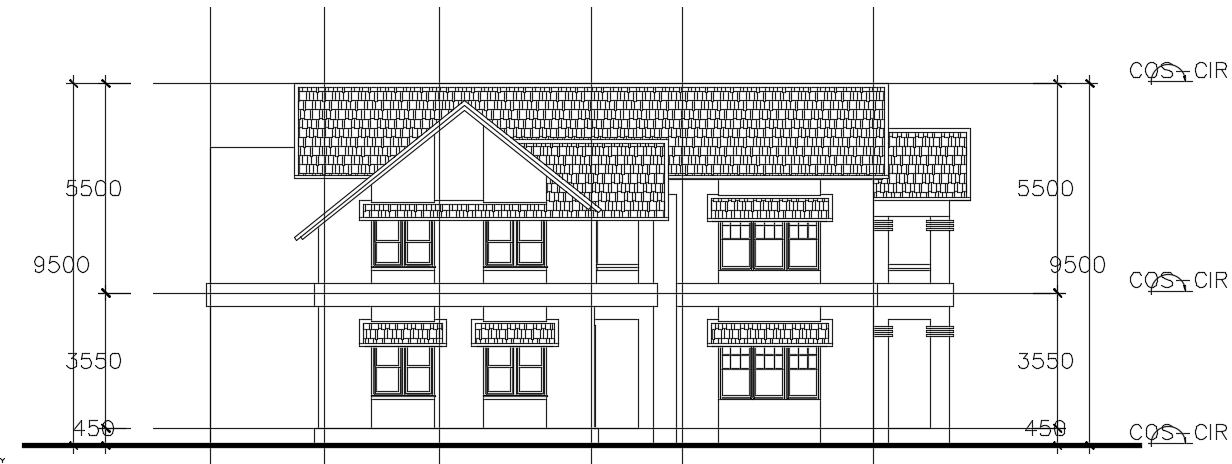 The front elevation view of the 25x10m residential 3bhk house building