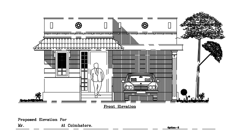 The front elevation view of the 30’x60’ house building