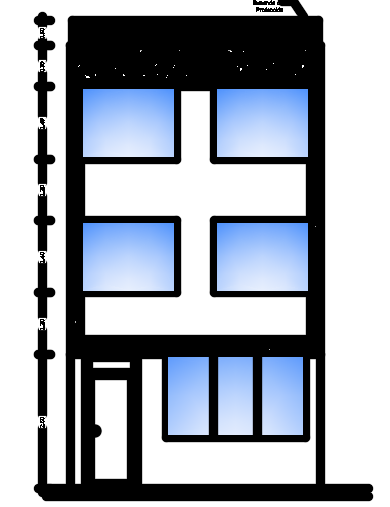 The front elevation view of the 6x15m house building CAD drawing