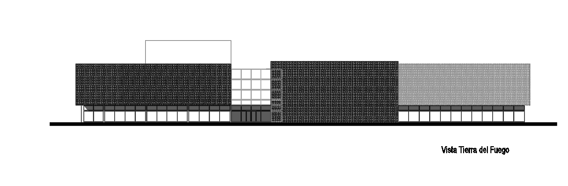 The front elevation view of the 78x88m media office building cad drawing