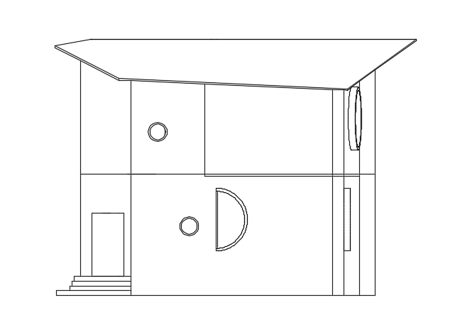 Front Elevation AutoCAD Drawing of 7x14m Double Story Duplex