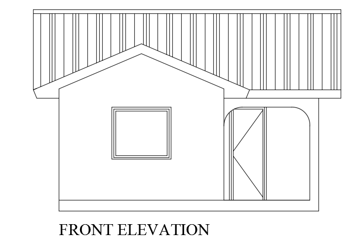 The front elevation view of the7x8m architecture house building