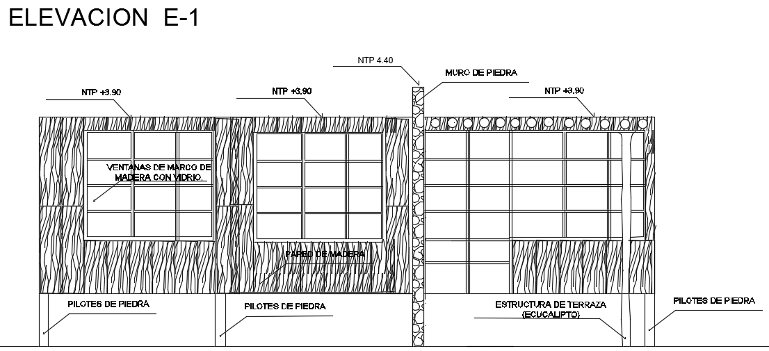 The front elevation view of the 8x7m single story house building