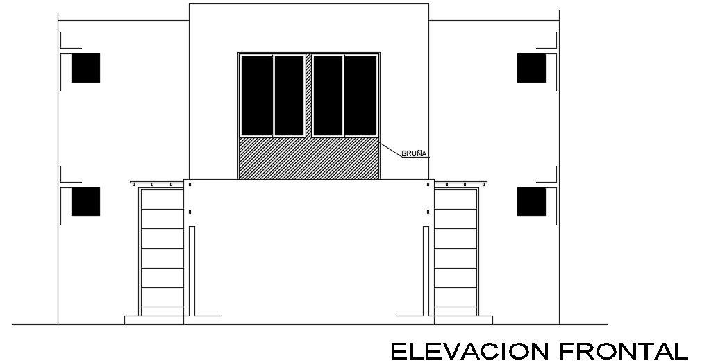 The front elevation view of the 9X15m multifamily duplex house building