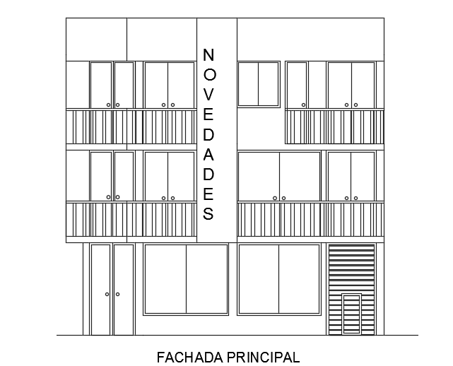 The front elevation view of the 9x10m architecture three story hotel cum house building