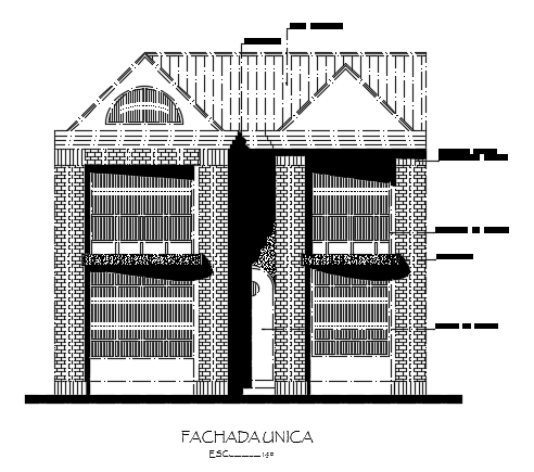 The front elevation view of the 9x8m villa building