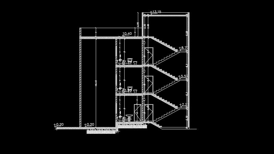 The front section view of the 12x14m house building