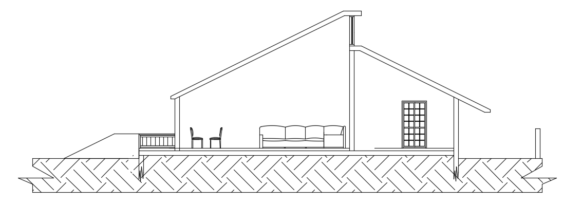 14x10m Front Section AutoCAD Drawing for Simple House Section View