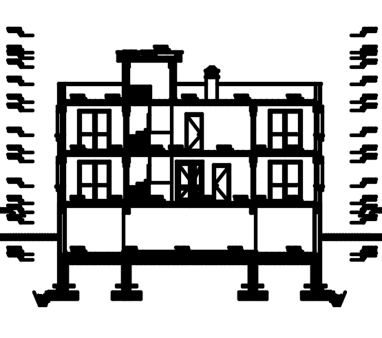 The front section view of the 15x12m house building