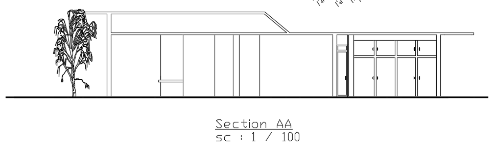 The front section view of the 16x10m architecture single story house building