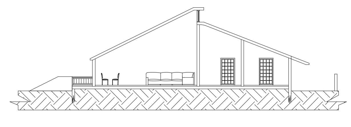 AutoCAD Front Section Drawing of 17x10m Simple Residential House
