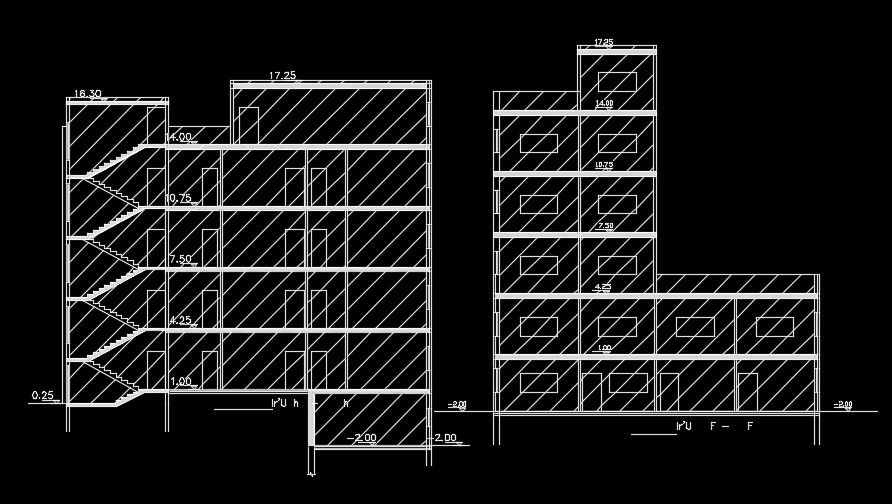 The front section view of the 20x18m house building