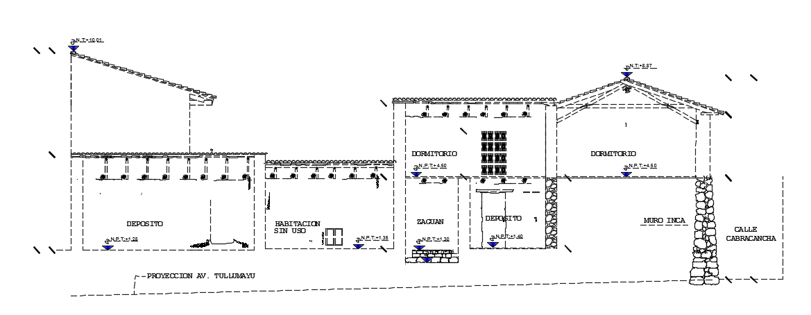 The front section view of the 22x18m faculty guest house building