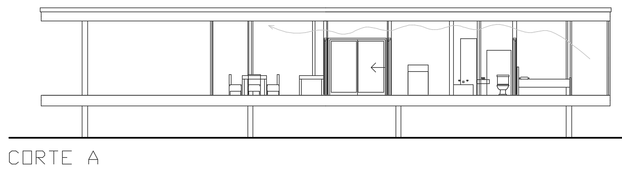 Front Section View of 25x15m Single-Story House in AutoCAD drawing