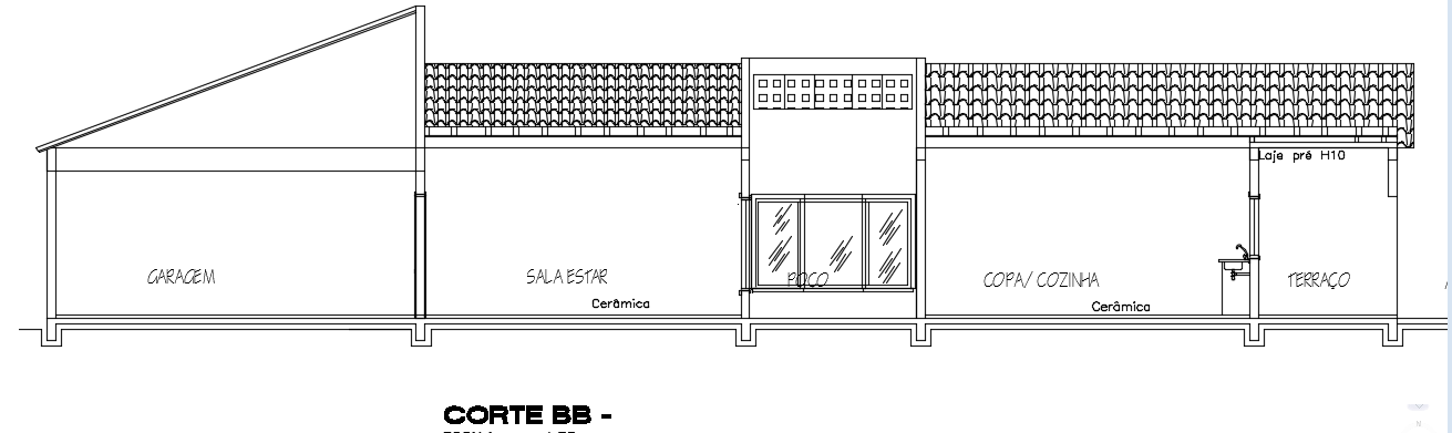 The front section view of the 31x8m villa building CAD drawing