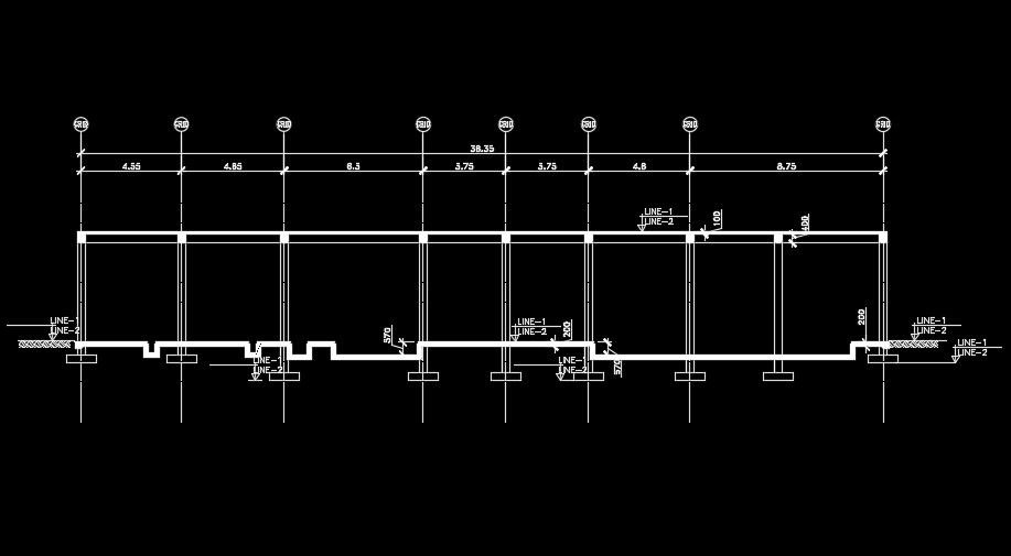 The front section view of the 36x9m industrial plan download the file now