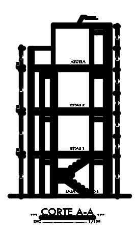 The front section view of the 6x15m house building CAD drawing