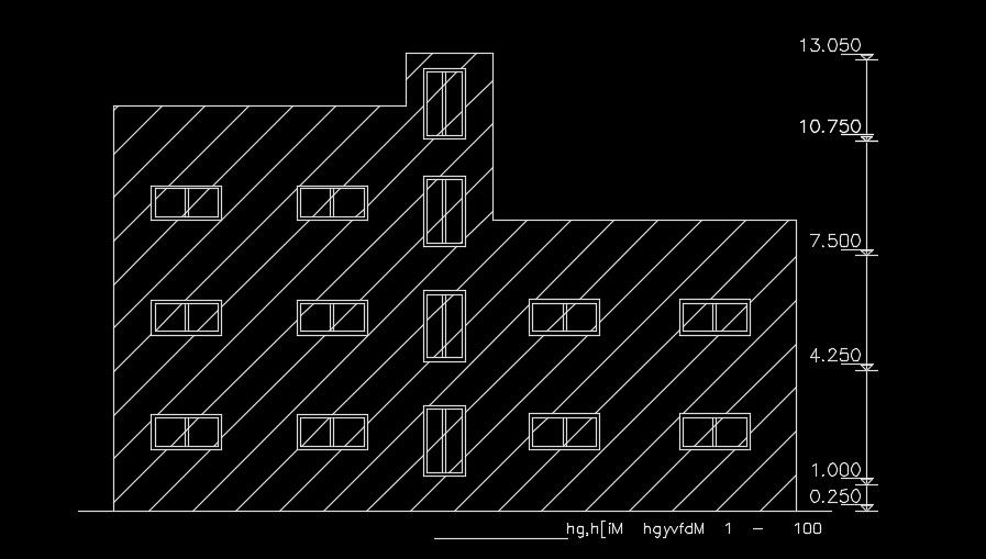 The front side elevation view of the 19x20m house building