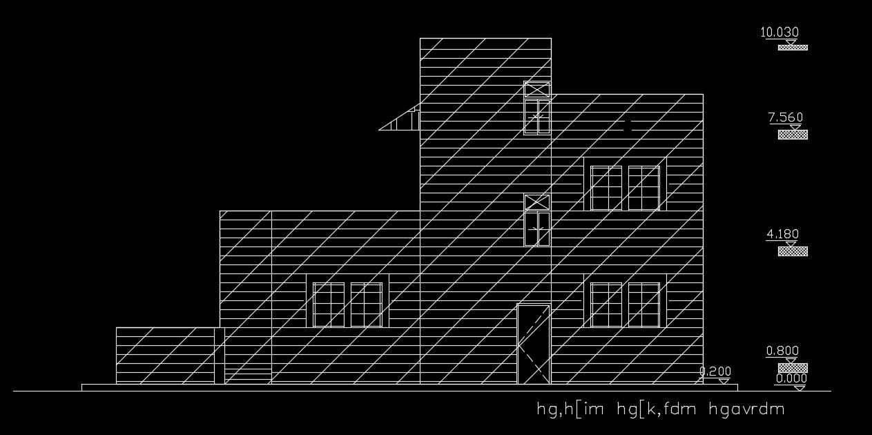 The front side elevation view of the 20x15m house building