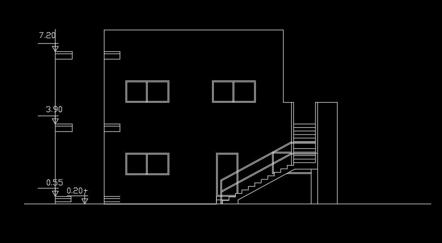 The front side elevation view of the 44’x60’ house building AutoCAD drawing