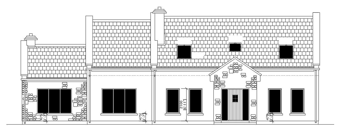 The front side elevation view of the 63’x30’ duplex house building is given in this AutoCAD drawing model. Download now.