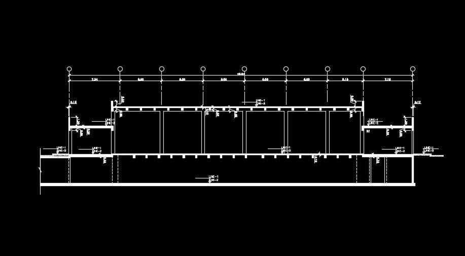 The front side section view of the 49x15m industrial plan