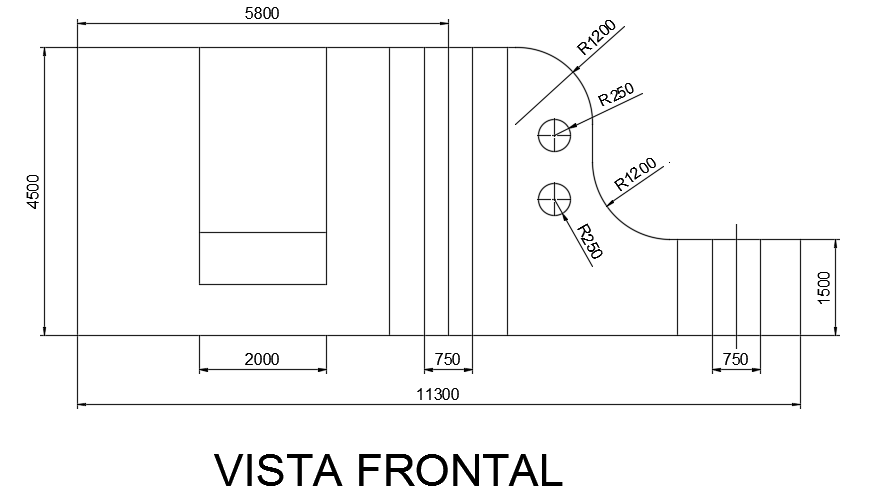 The front view of the single bedroom house building isometric view CAD drawing
