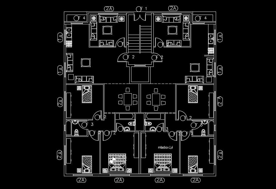 15x18m Apartment Plan with Furniture Layout DWG File