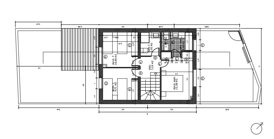 7x22m Villa First Floor Furniture Layout CAD Drawing