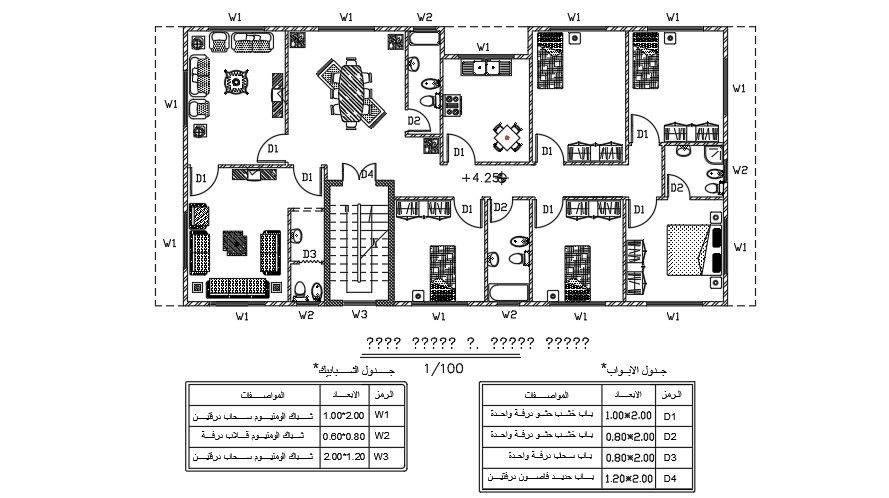 21×10 m house plan furniture CAD layout in DWG format