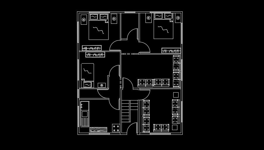 Furniture Layout of 10x11m Home Plan AutoCAD Format