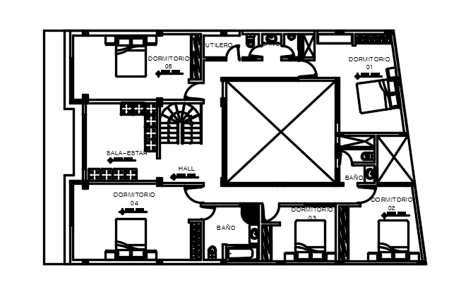 First Floor 12×19 m House Furniture Layout DWG Plan