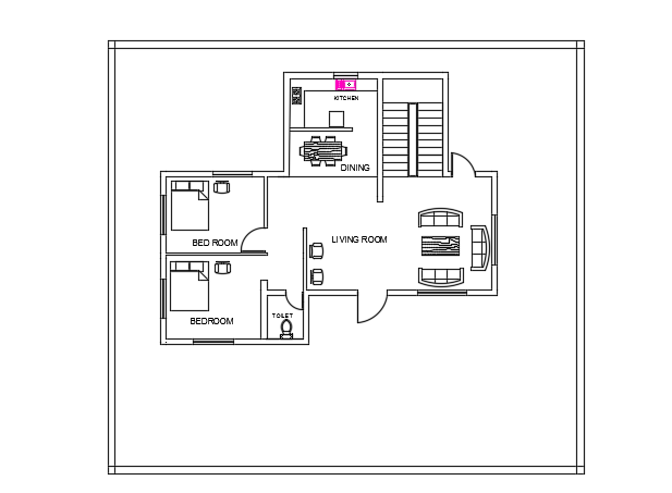 Furniture Layout Plan for 13x10m First Floor House DWG file