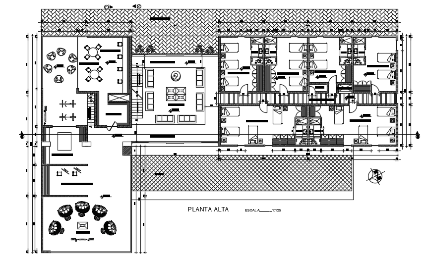 14x40m Luxury Villa First Floor Furniture Layout CAD Plan